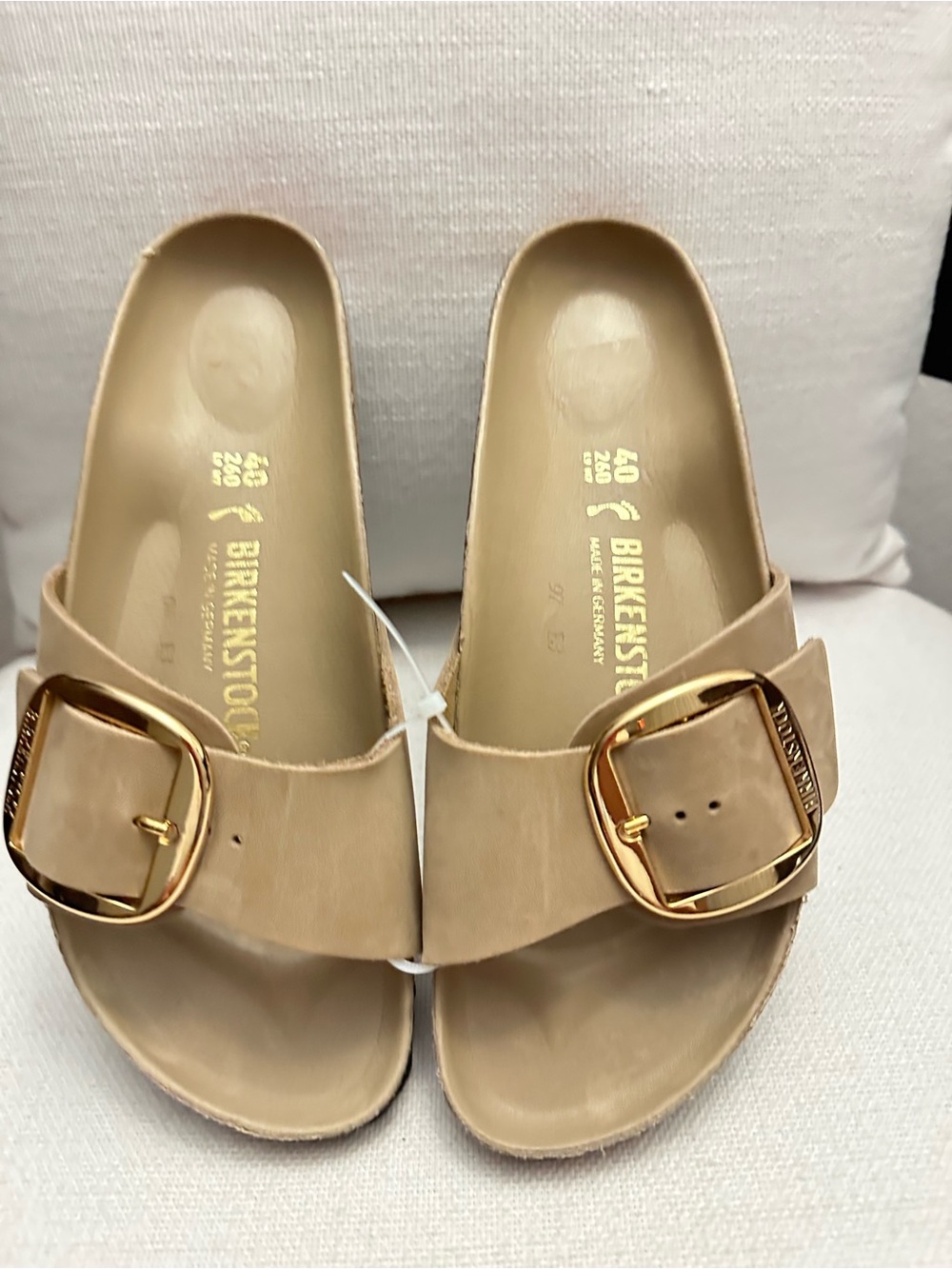 Birkenstock Madrid Sandal in Nude with Gold Buckle